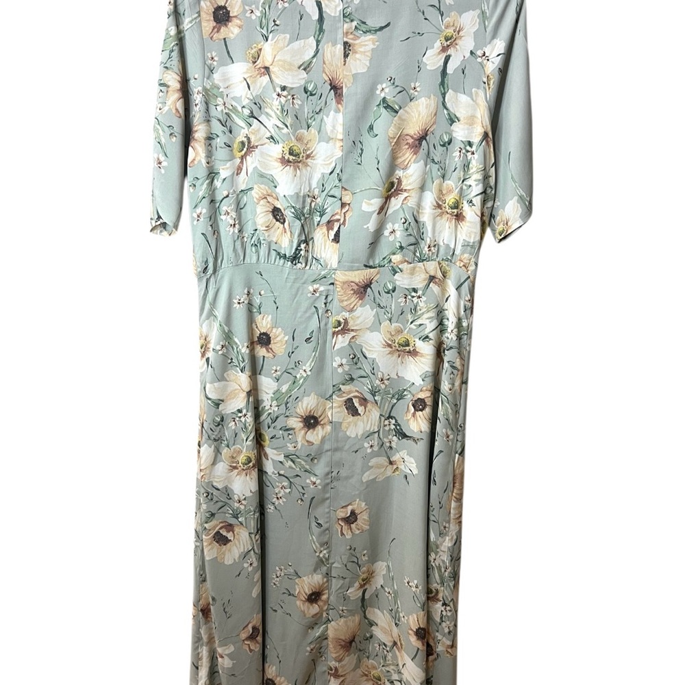 H & M Floral V Neck Button Down Short Sleeve Summer Midi Dress SZ 10 NWOT - Picture 5 of 11